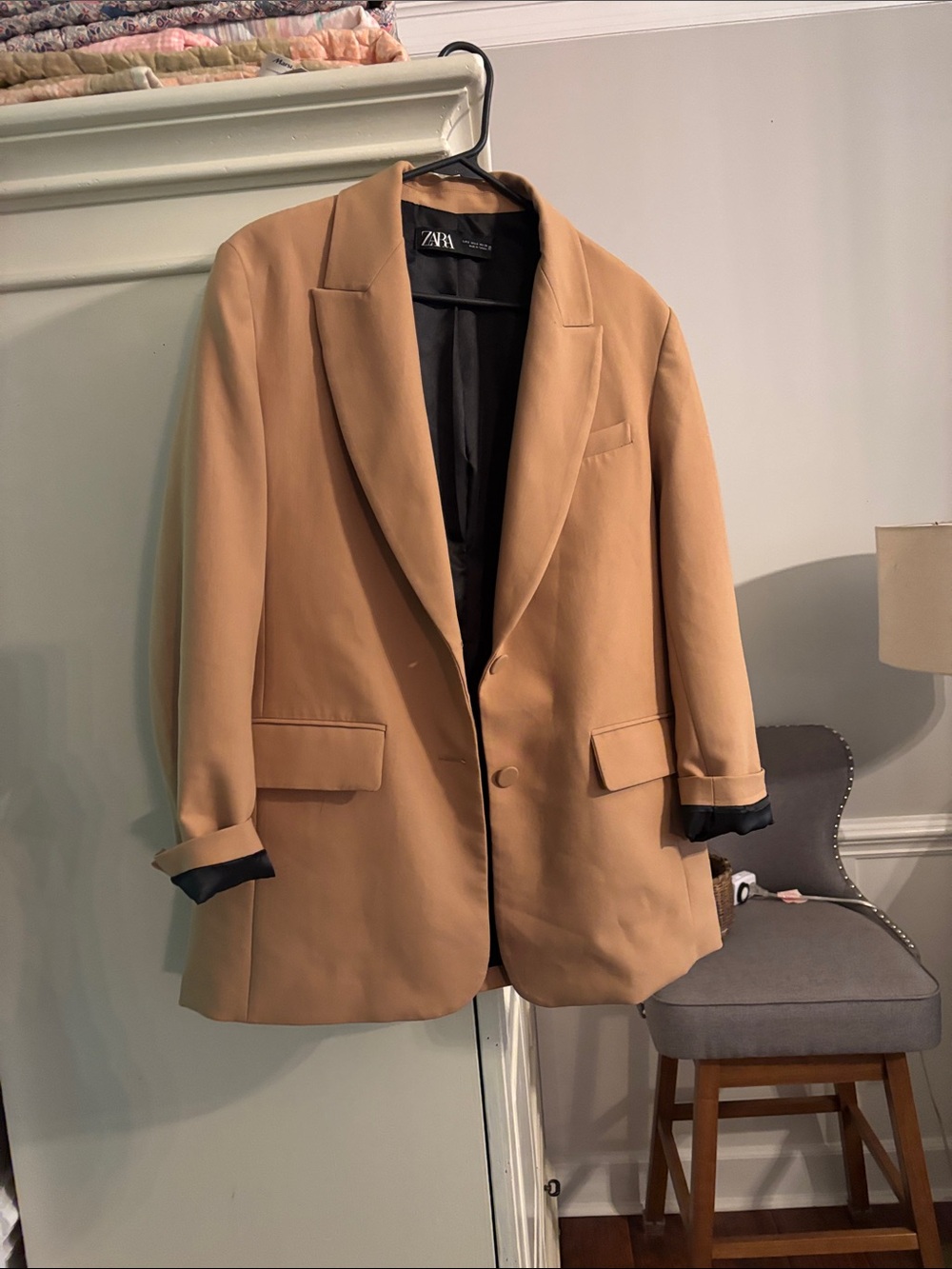 ZARA Tan Single-Breasted Blazer